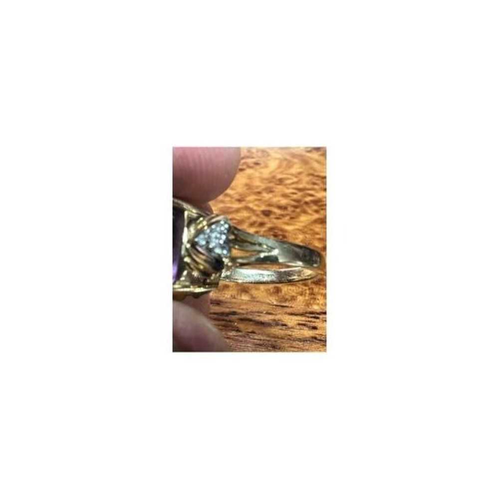 14k yellow gold amethyst diamond cocktail ring #2… - image 8