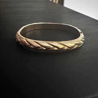 14kt Gold Braided Hinged Bangle Bracelet