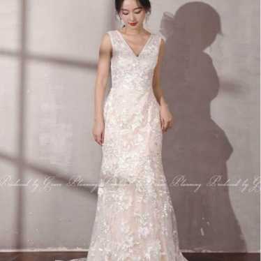 White Mermaid Line Wedding Dress