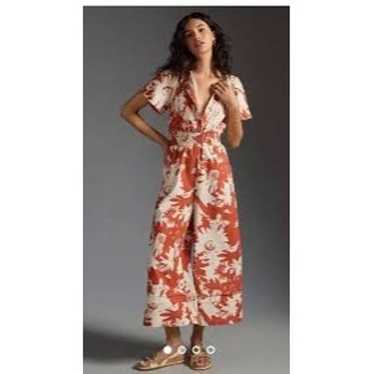 Anthropologie Somerset Terracotta Floral Wide-Leg… - image 1