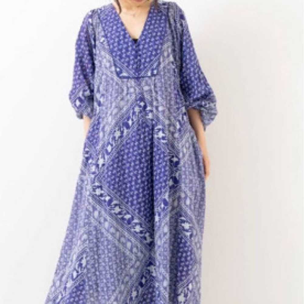 Purple Printed Long Sleeve Maxi Dress - image 1