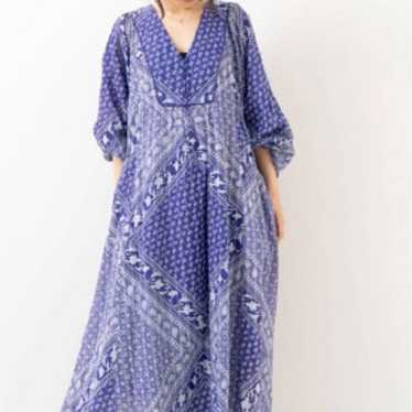 Purple Printed Long Sleeve Maxi Dress - image 1