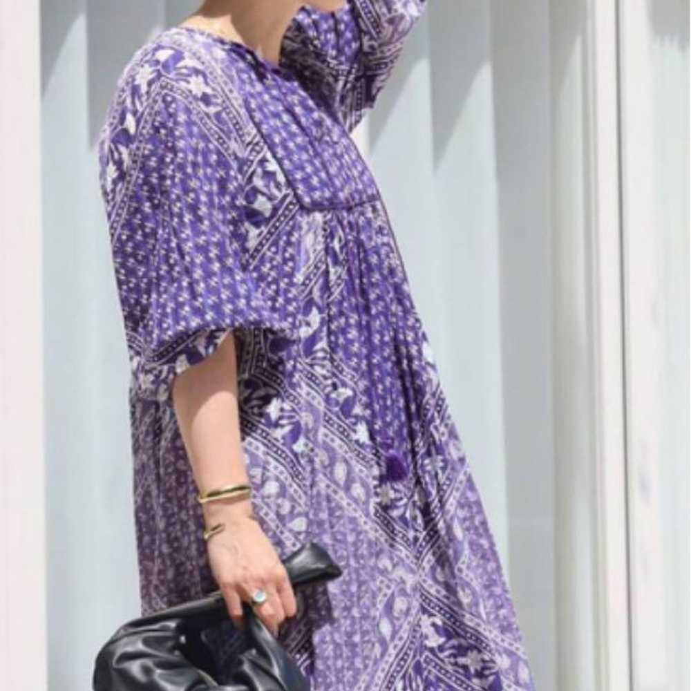 Purple Printed Long Sleeve Maxi Dress - image 3