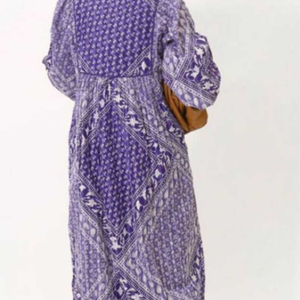 Purple Printed Long Sleeve Maxi Dress - image 4