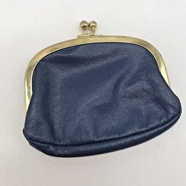 NOS St. Thomas Blue Leather Coin Purse Vintage Kis