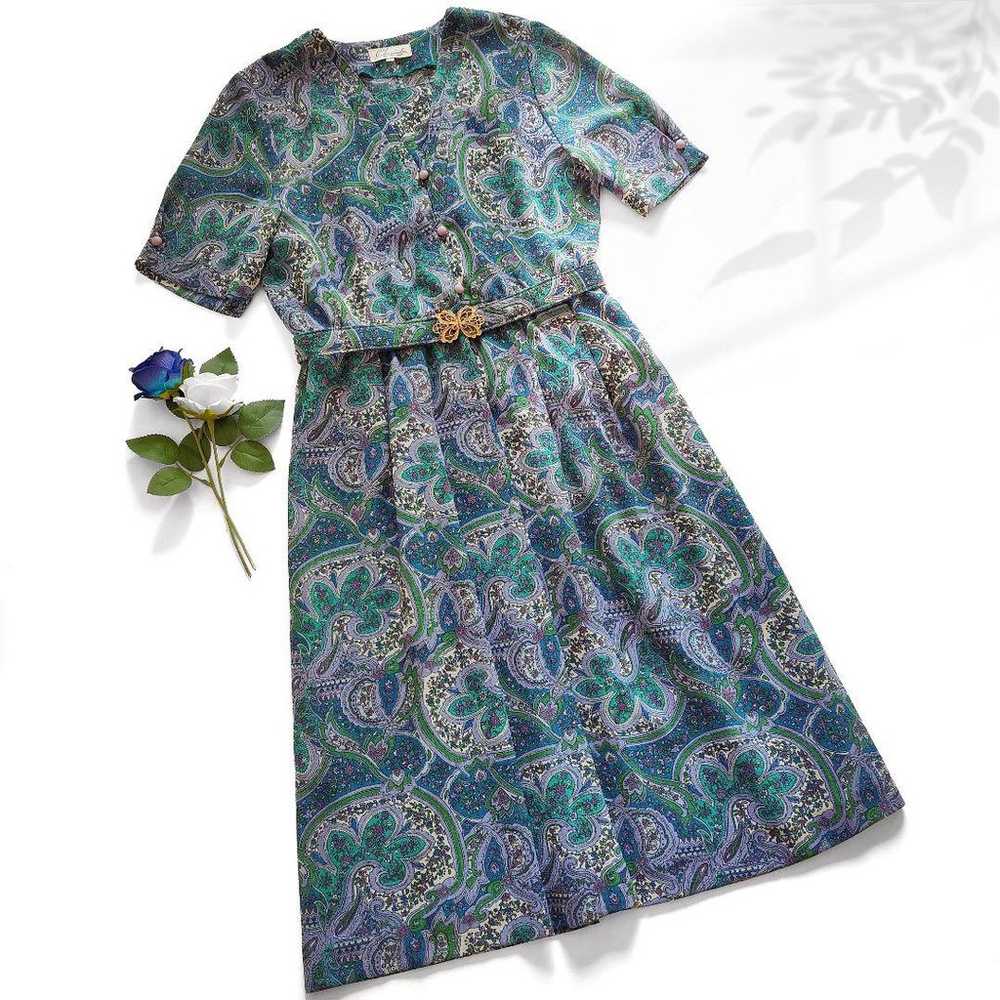 Beautiful Vintage Long Dress Flower Pattern Jacqu… - image 7