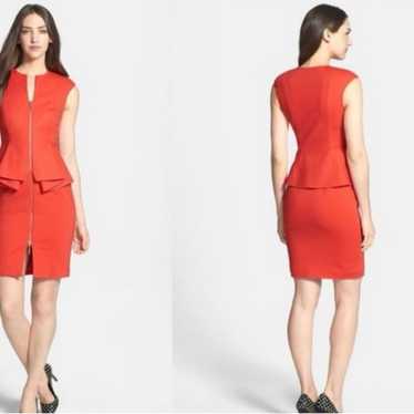 TED BAKER Orange Jamthun' Structured Peplum Zip D… - image 1