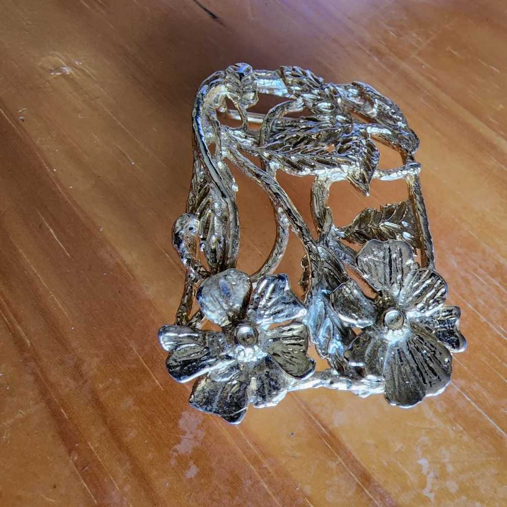 Vintage Texas Rose Belt Buckle Signed - image 3