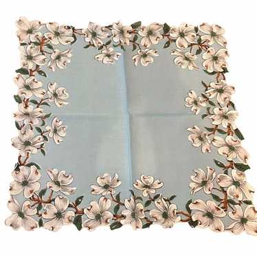 Vintage Floral Handkerchief Hankie White Flowers B