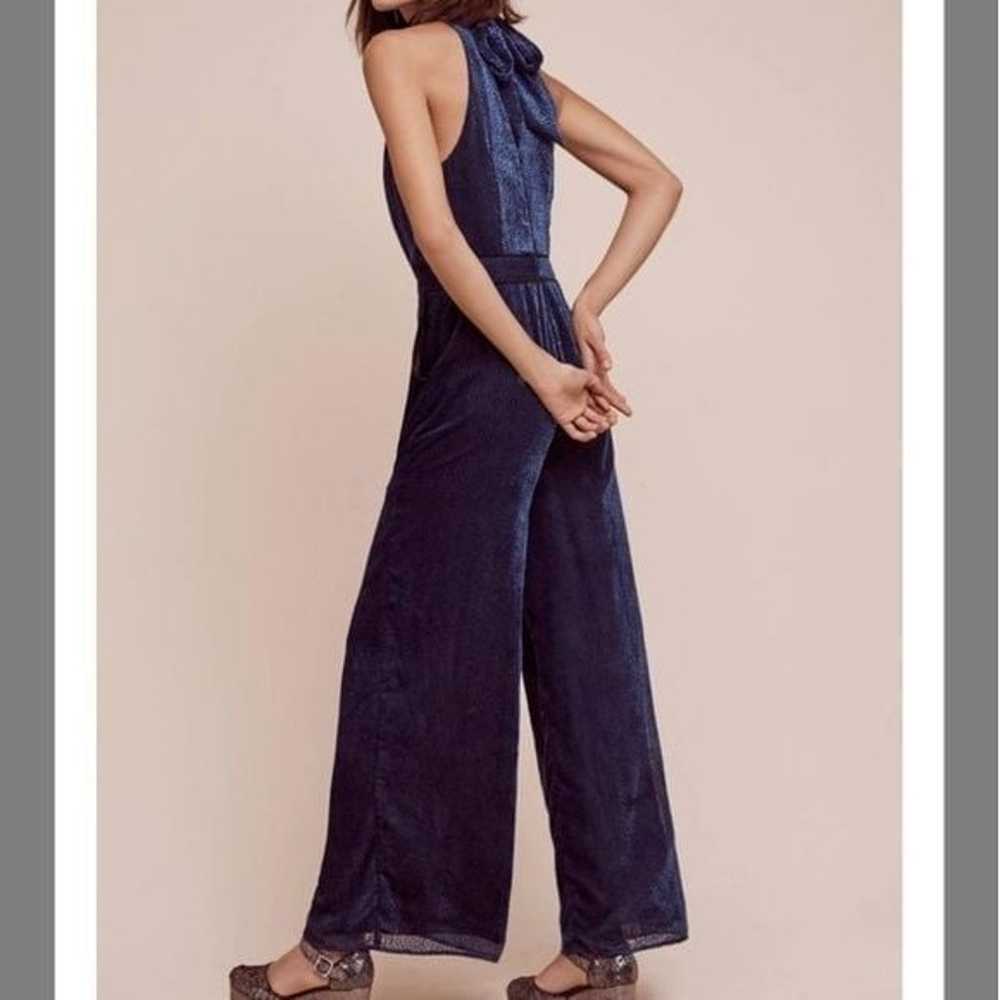 ANTHROPOLOGIE NOVA  BLUE HALTER JUMPSUIT - image 2