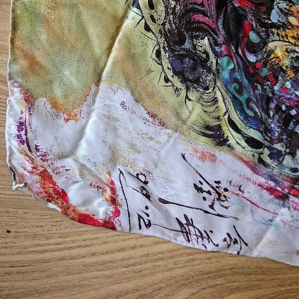 Vintage Asian folk print silk scarf - image 2