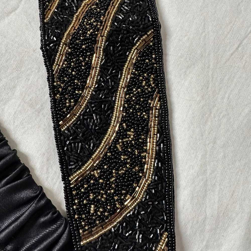 Vintage Magid Black Gold  Beaded Sequin Wide Adju… - image 4