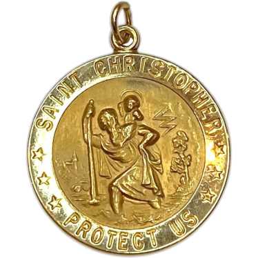 Vintage 14K Yellow Gold Saint Christopher Pendant