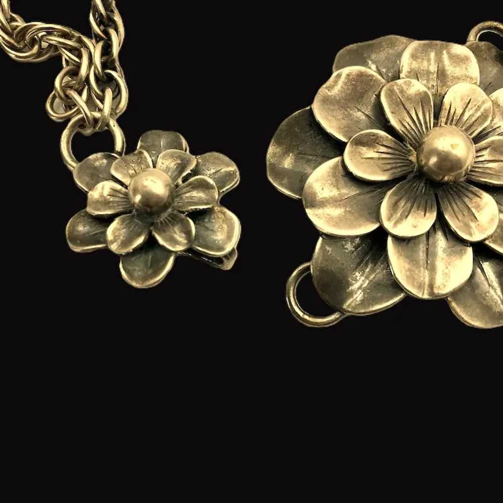 JOSEFF of Hollywood Antiqued Goldtone Camellia Fl… - image 7