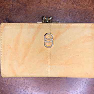 Vintage BARONET Yellow Leather Clutch Wallet Chang