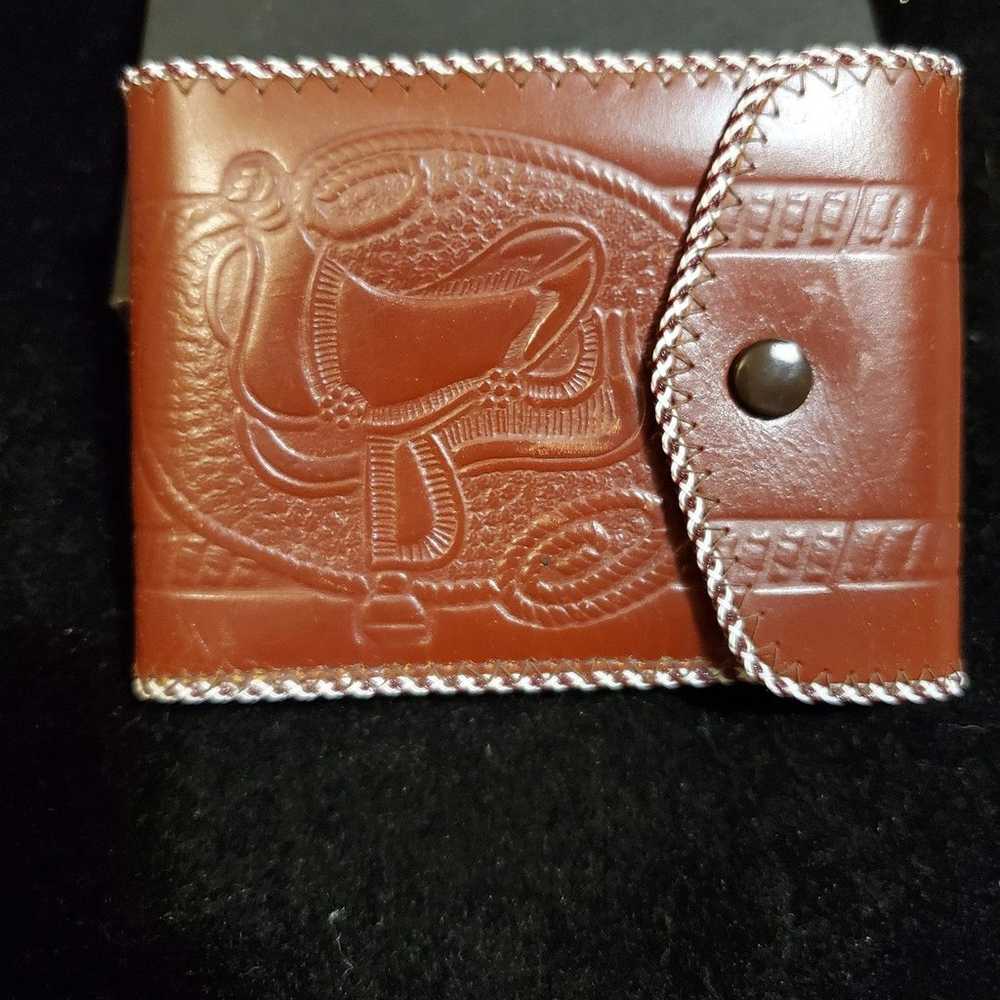 Vintage Tooled Leather Western Wallet. Cowhide - image 1