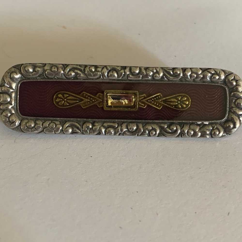 Vintage enamel Art Deco bar brooch - image 5