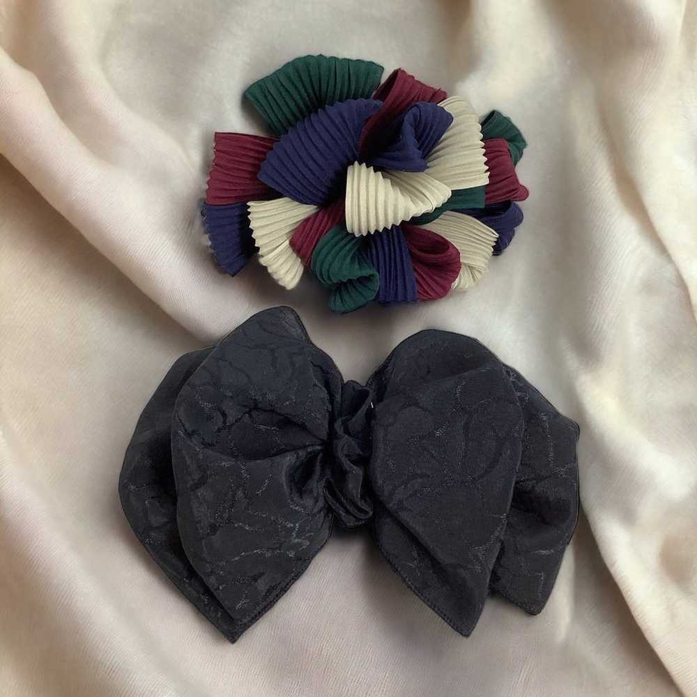 Vintage 1980s Madonna Style HAIR BOWS Black & Mul… - image 1