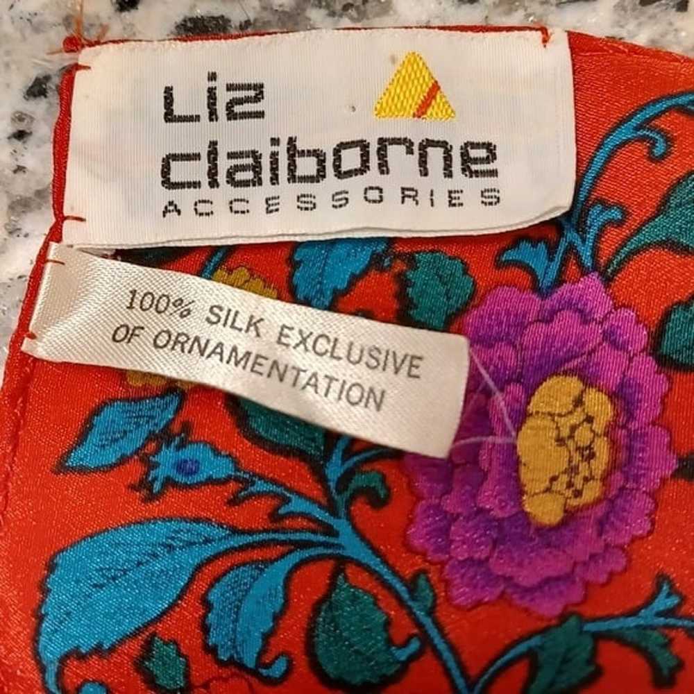 Vintage Liz Claiborne 100% Silk Scarf Flowers 30.… - image 4