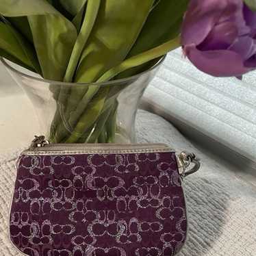 Coach Vintage Y2k purple monogrammed leather trimm