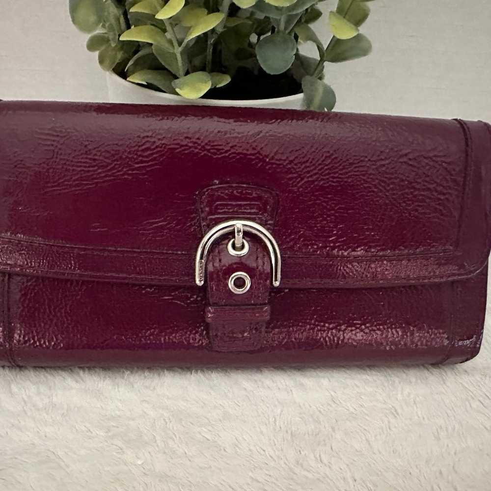 Coach SoHo Patent Leather Buckle Wallet Plumb Pur… - image 1