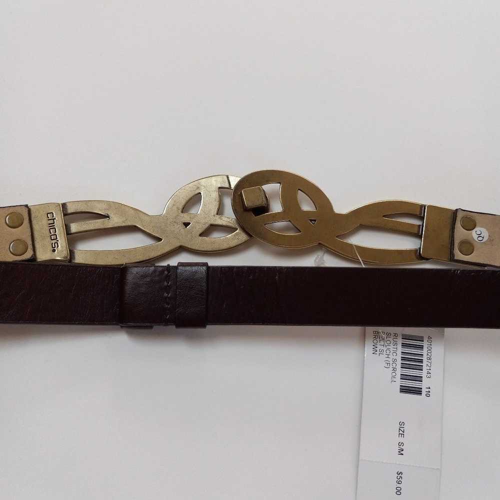 Chico's Vintage  leather belt. Brass buckle Brown - image 3