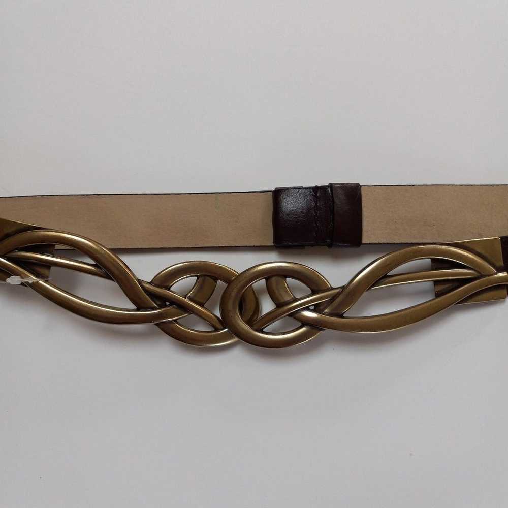 Chico's Vintage  leather belt. Brass buckle Brown - image 8