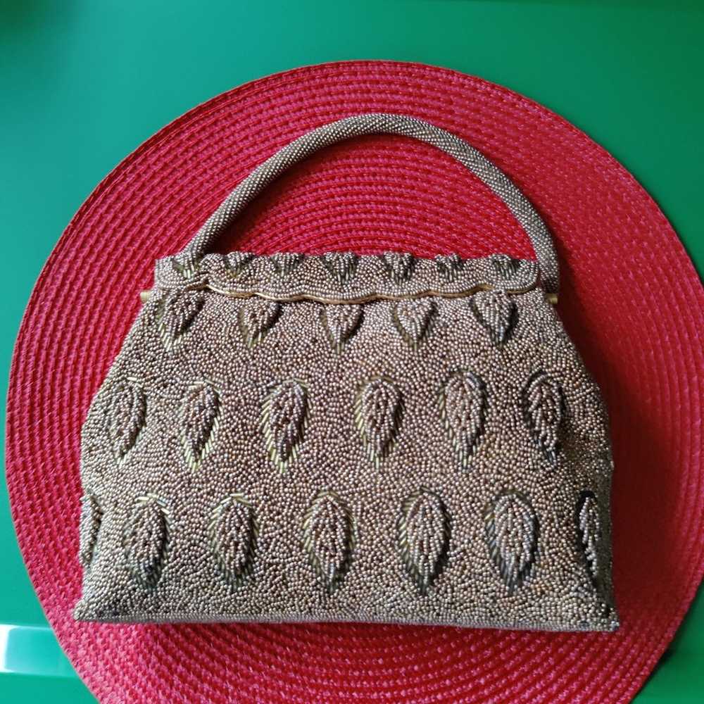 Gold beaded handbag - image 3