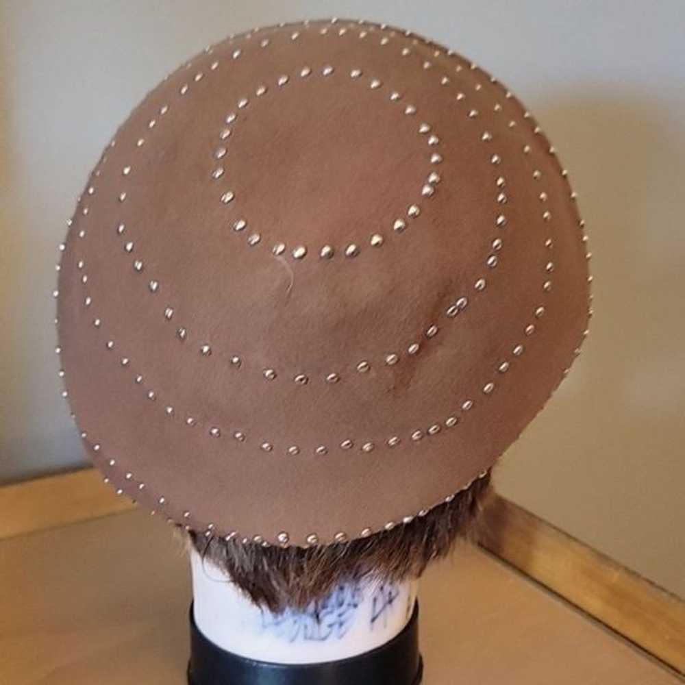 Vintage Studded Wool Felt Hat Ca. 1930's-1950's - image 3