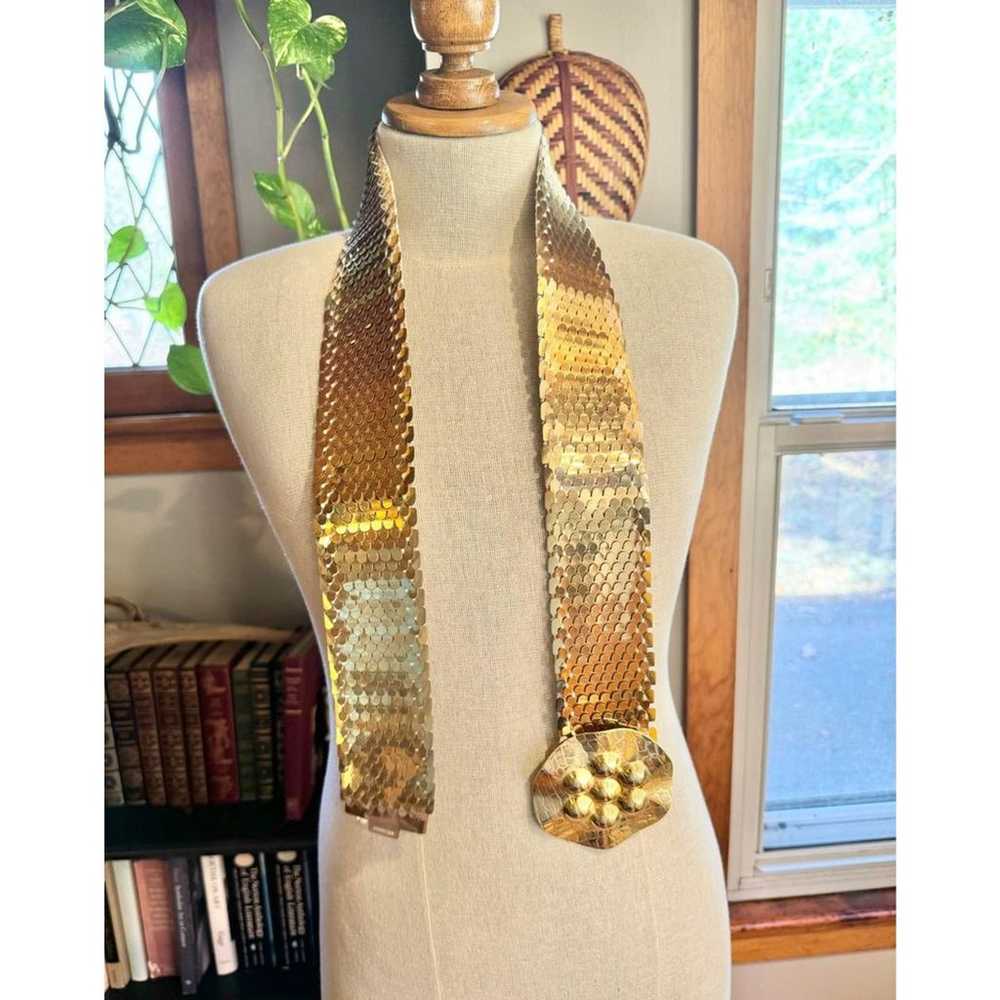 Vintage 1980’s Gold Metallic Fish Scale Elastic G… - image 1