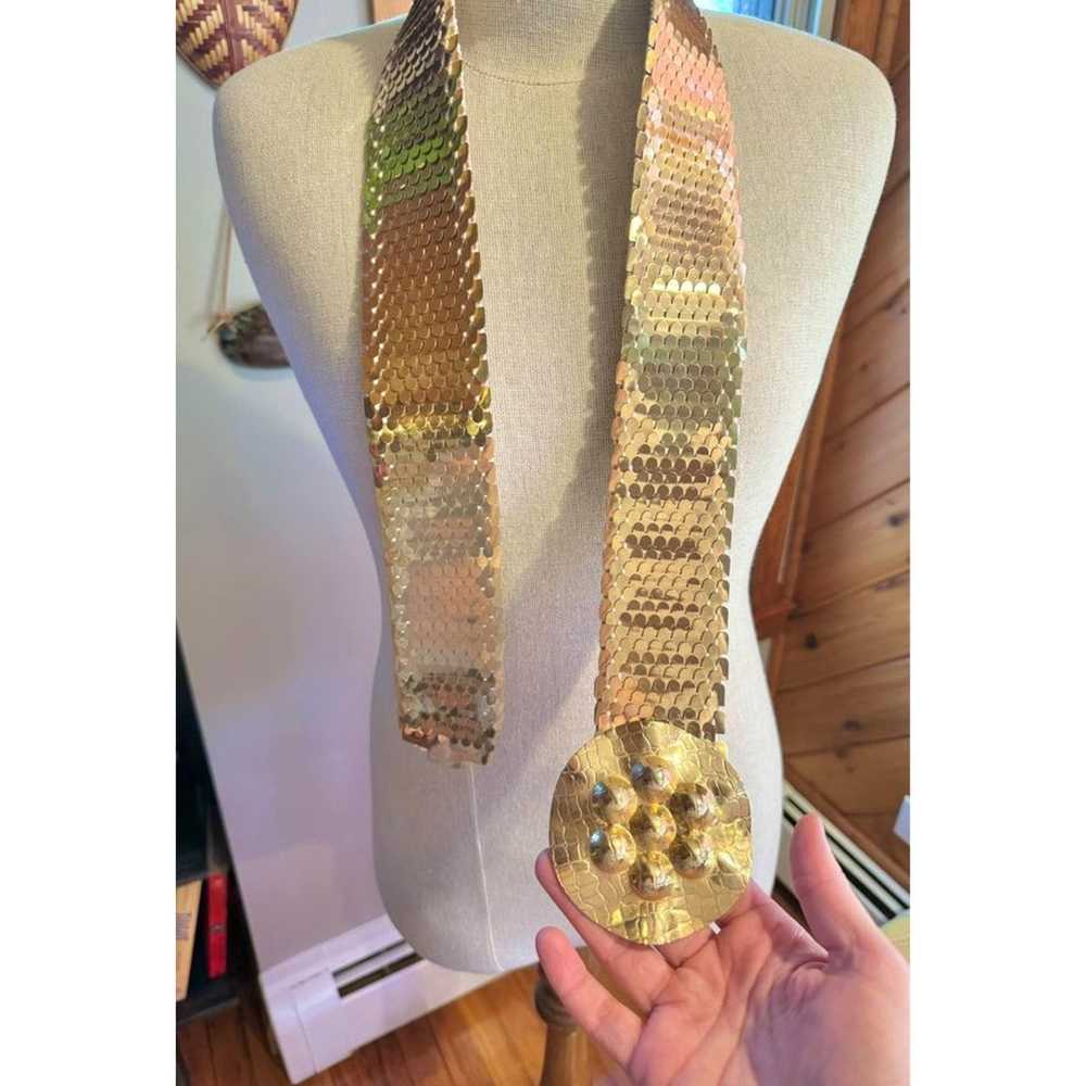 Vintage 1980’s Gold Metallic Fish Scale Elastic G… - image 2