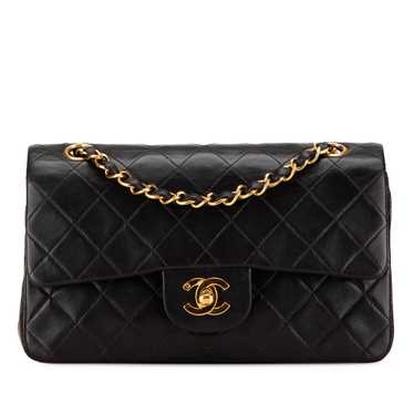 Black Chanel Small Classic Lambskin Double Flap Sh