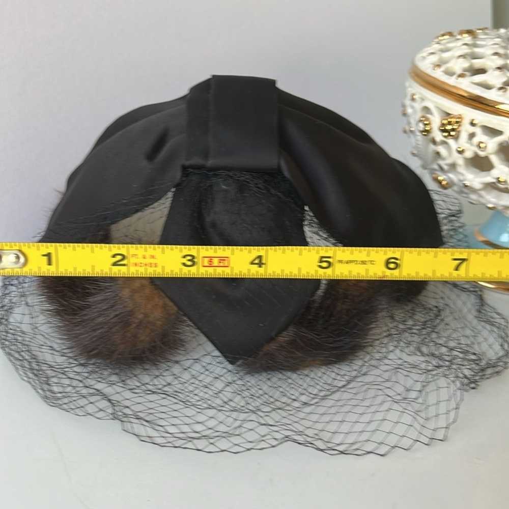 Black Fur Vintage Women’s Fascinator Pillbox Cock… - image 8