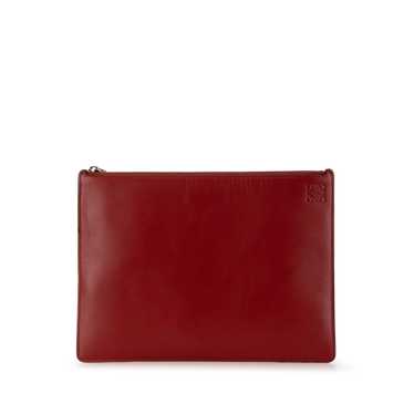 Red LOEWE Bicolor Leather Anagram Clutch