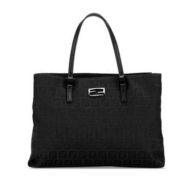 Black Fendi Zucchino Canvas Handbag