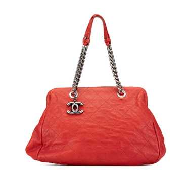 Red Chanel Medium Quilted Caviar Frame Tote