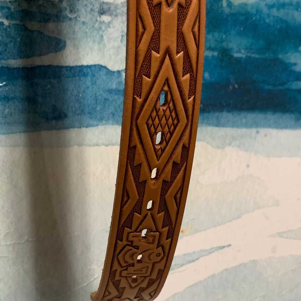 Vintage Southwestern/Boho Tooled Leather Belt - image 1