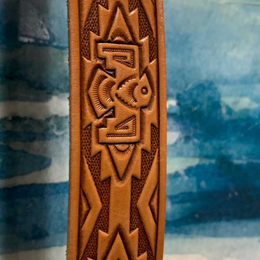 Vintage Southwestern/Boho Tooled Leather Belt - image 2