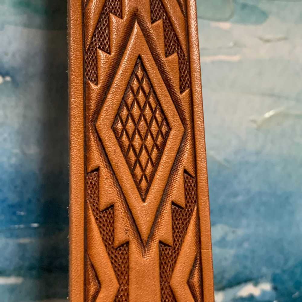 Vintage Southwestern/Boho Tooled Leather Belt - image 4