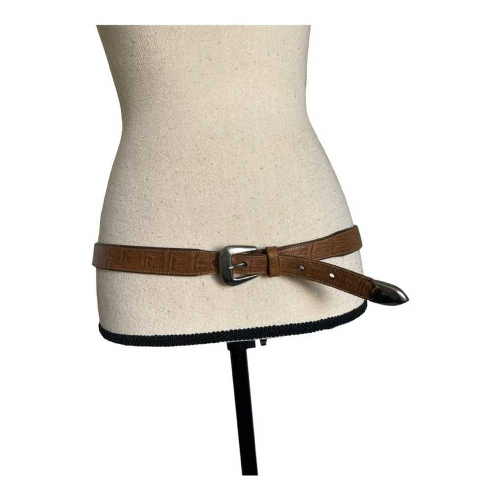 Savage Croc Embossed Brown Leather Belt - image 1