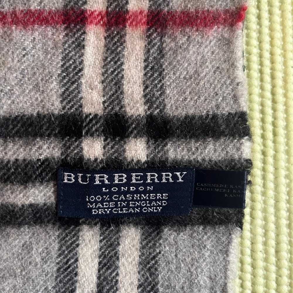 Burberry Grey Vintage Scarf 100% Cashmere - image 2