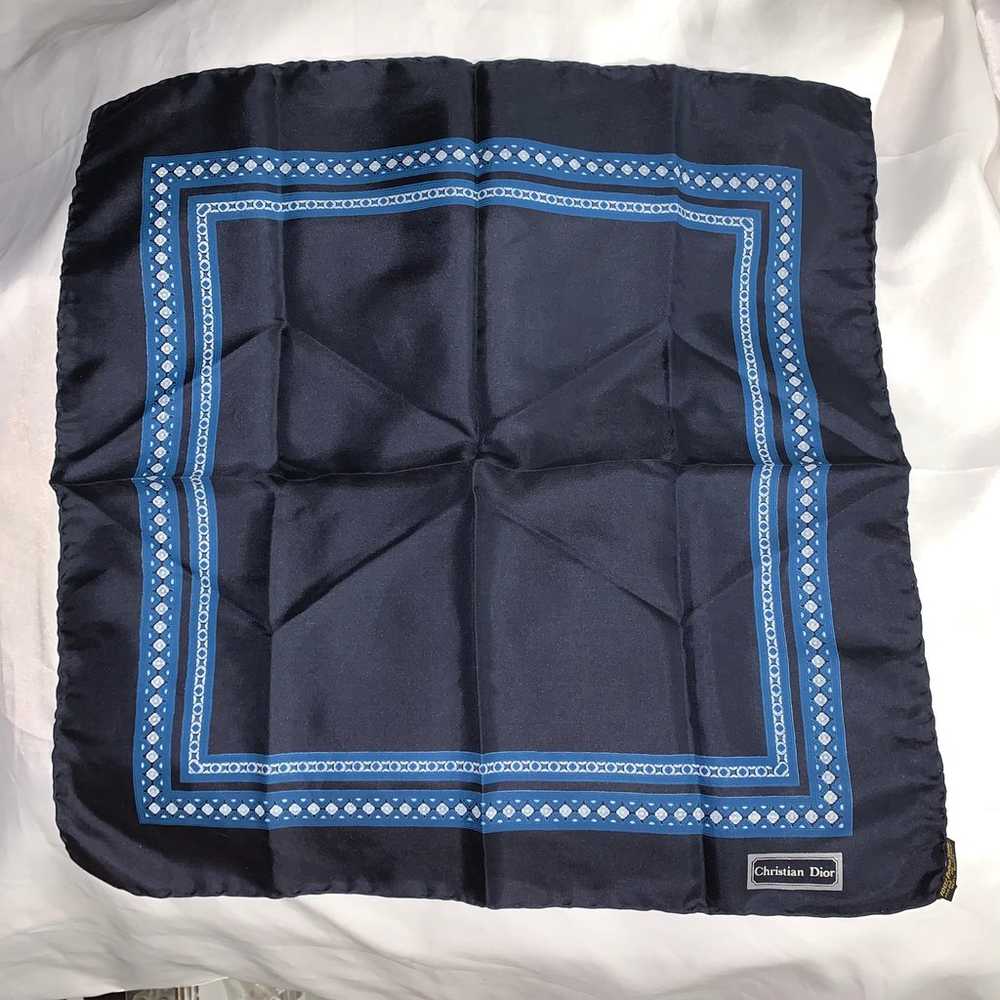 CHRISTIAN DIOR navy SILK gavroche style SCARF - image 2