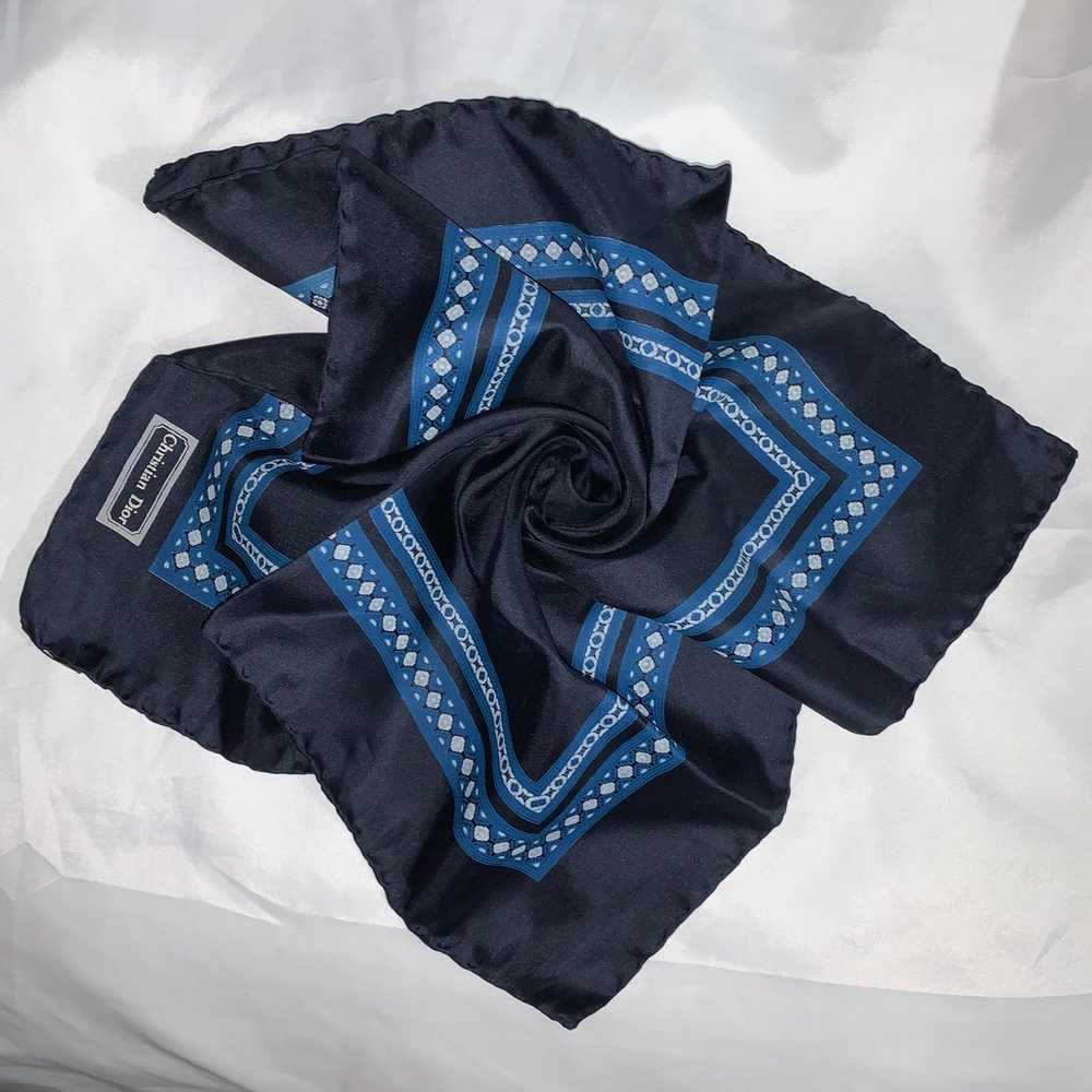 CHRISTIAN DIOR navy SILK gavroche style SCARF - image 4