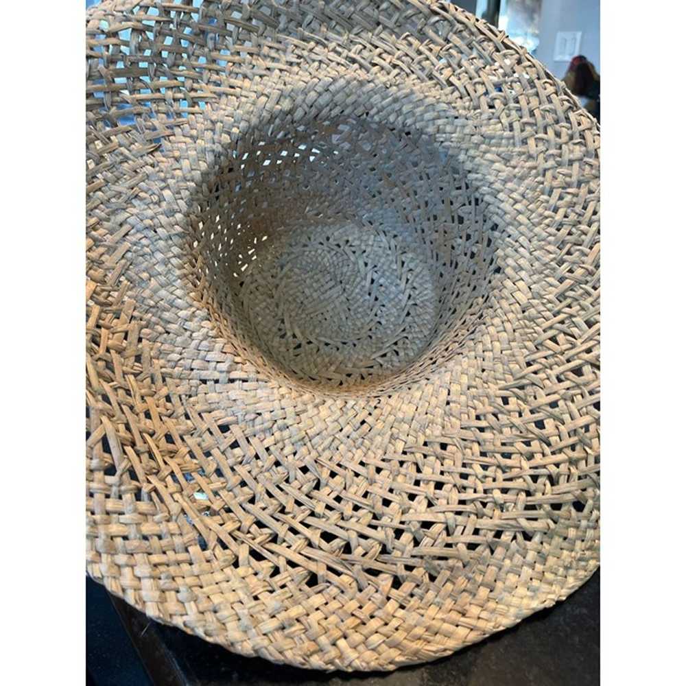 Vtg 1970's Unisex Tan Hand Woven Straw Hat Extra … - image 4