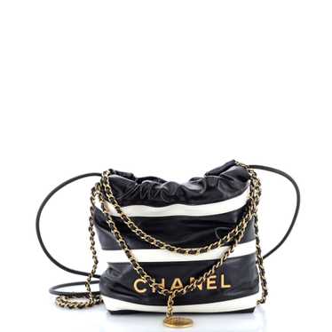 CHANEL 22 Chain Hobo Striped Shiny Calfskin Mini