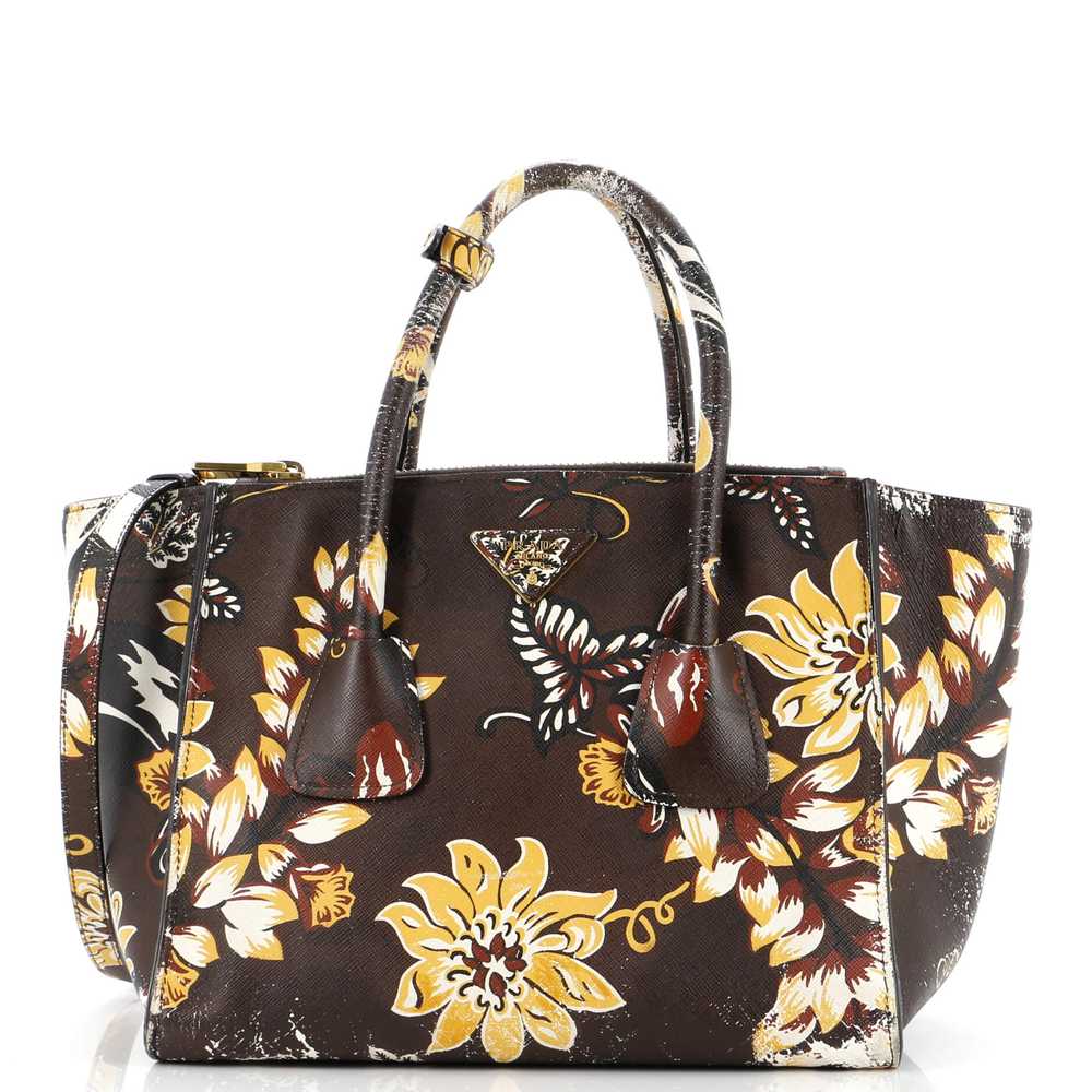 PRADA Double Zip Lux Tote Printed Saffiano Leathe… - image 1