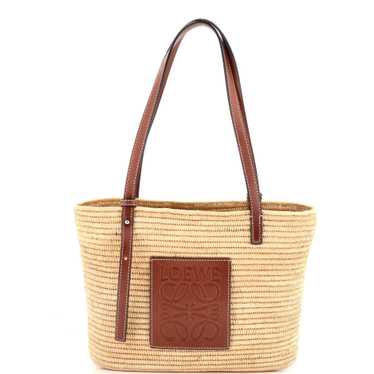 LOEWE Square Basket Tote Woven Raffia Small