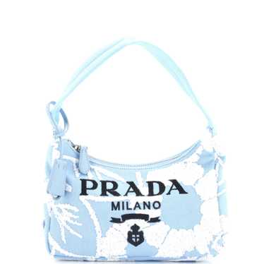 PRADA Re-Edition 2000 Hobo Embroidered Canvas Mini - image 1