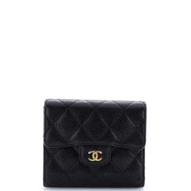 CHANEL CC Compact Classic Flap Wallet Quilted Cavi