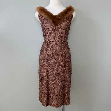 1950s Vintage Jackie Kennedy Style 2pc Dress & Fox